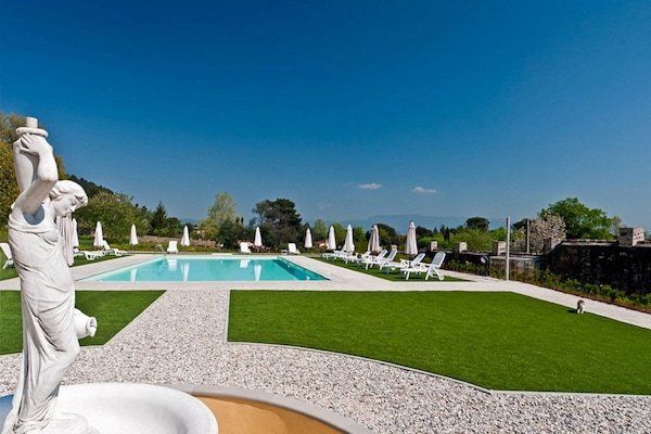 Seasonal outdoor pool, pool umbrellas, sun loungers