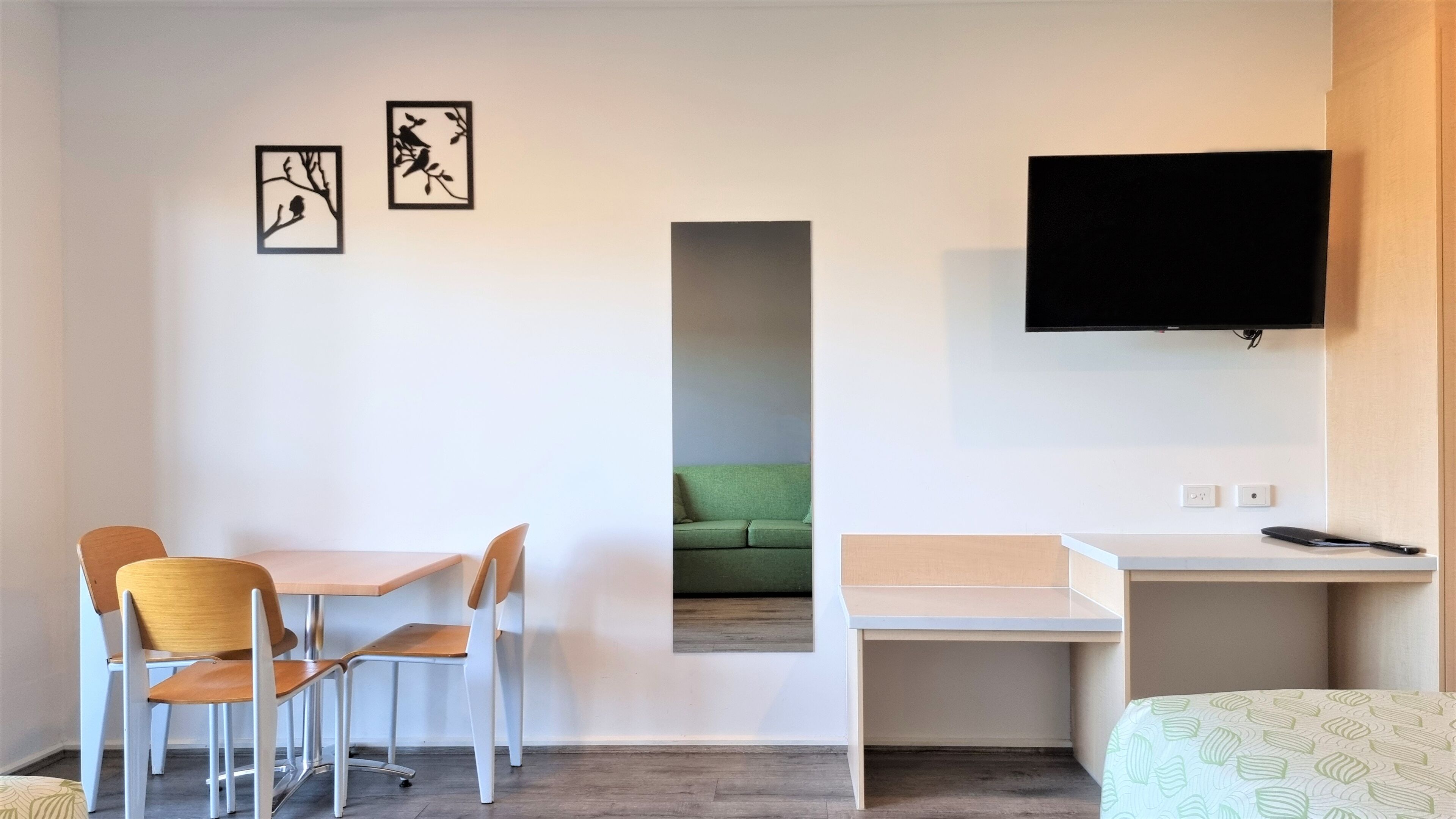 1 bedroom, desk, blackout curtains, iron/ironing board