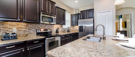 Fridge, microwave, oven, dishwasher