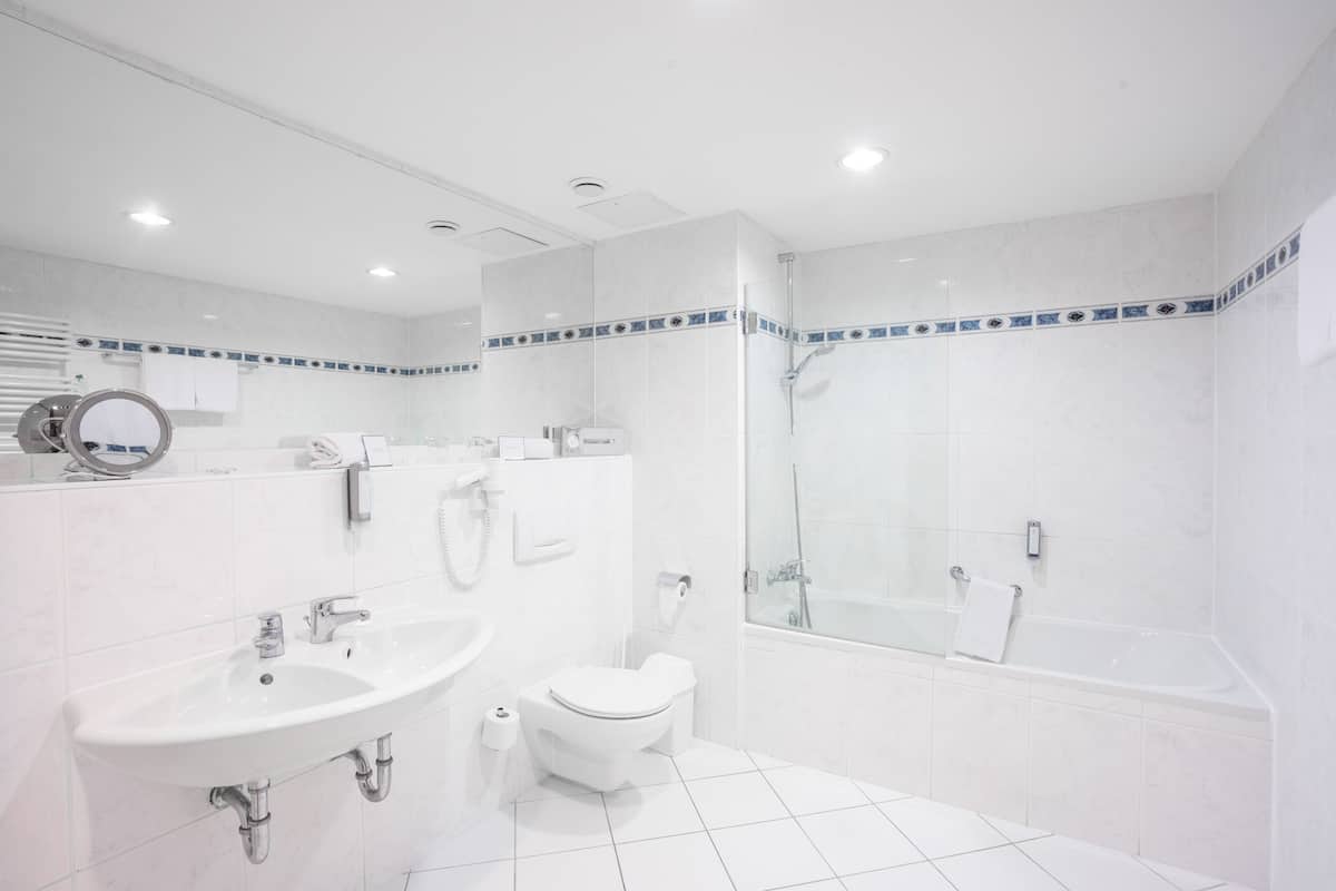 free toiletries, hair dryer, bathrobes, towels