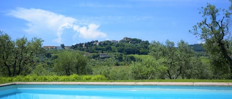 Outdoor pool, pool loungers