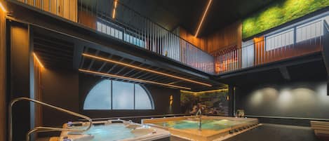Sauna, bain Ă remous, hammam, soins corporels, enveloppements corporels