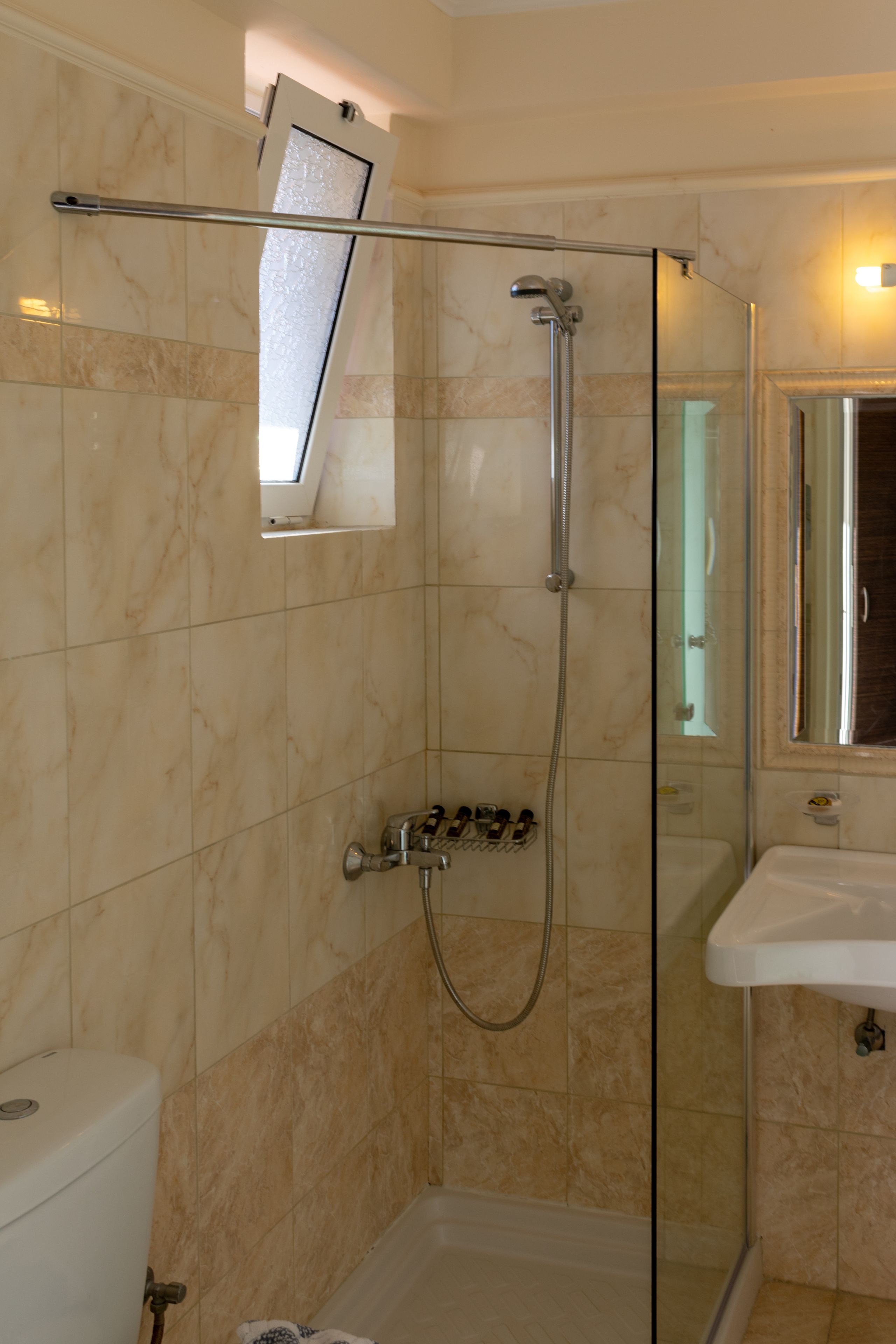 free toiletries, hair dryer, towels