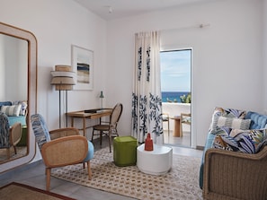 Grand Suite Sea View | Pillowtop beds, in-room safe, desk, iron/ironing board - Myconian Sunrise Relais & Chateaux Hotel (Mykonos)