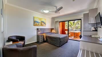 Chambre, 1 grand lit, vue océan