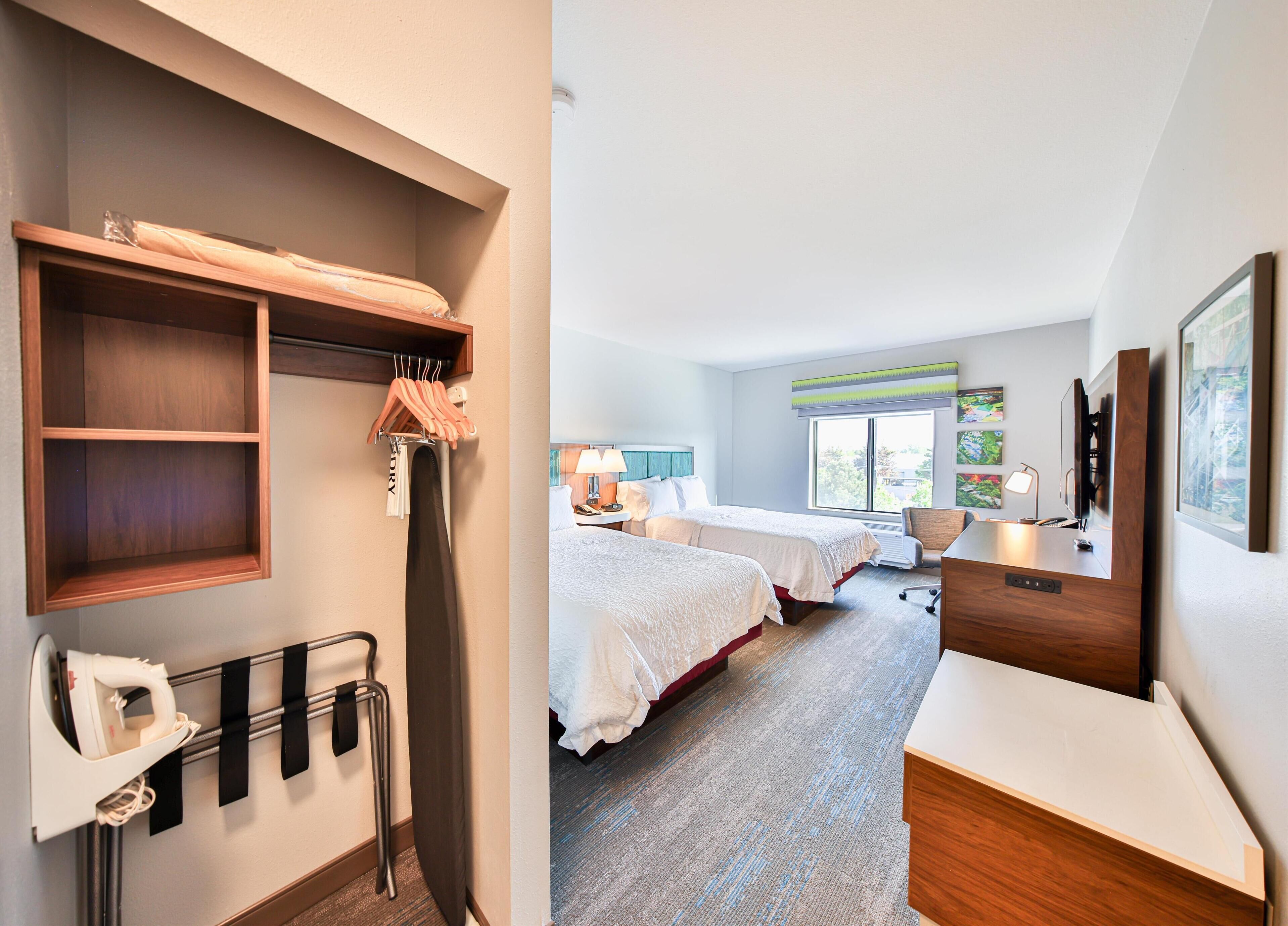 Two Queen Beds, Non-Smoking | Premium bedding, laptop workspace, blackout drapes, iron/ironing board