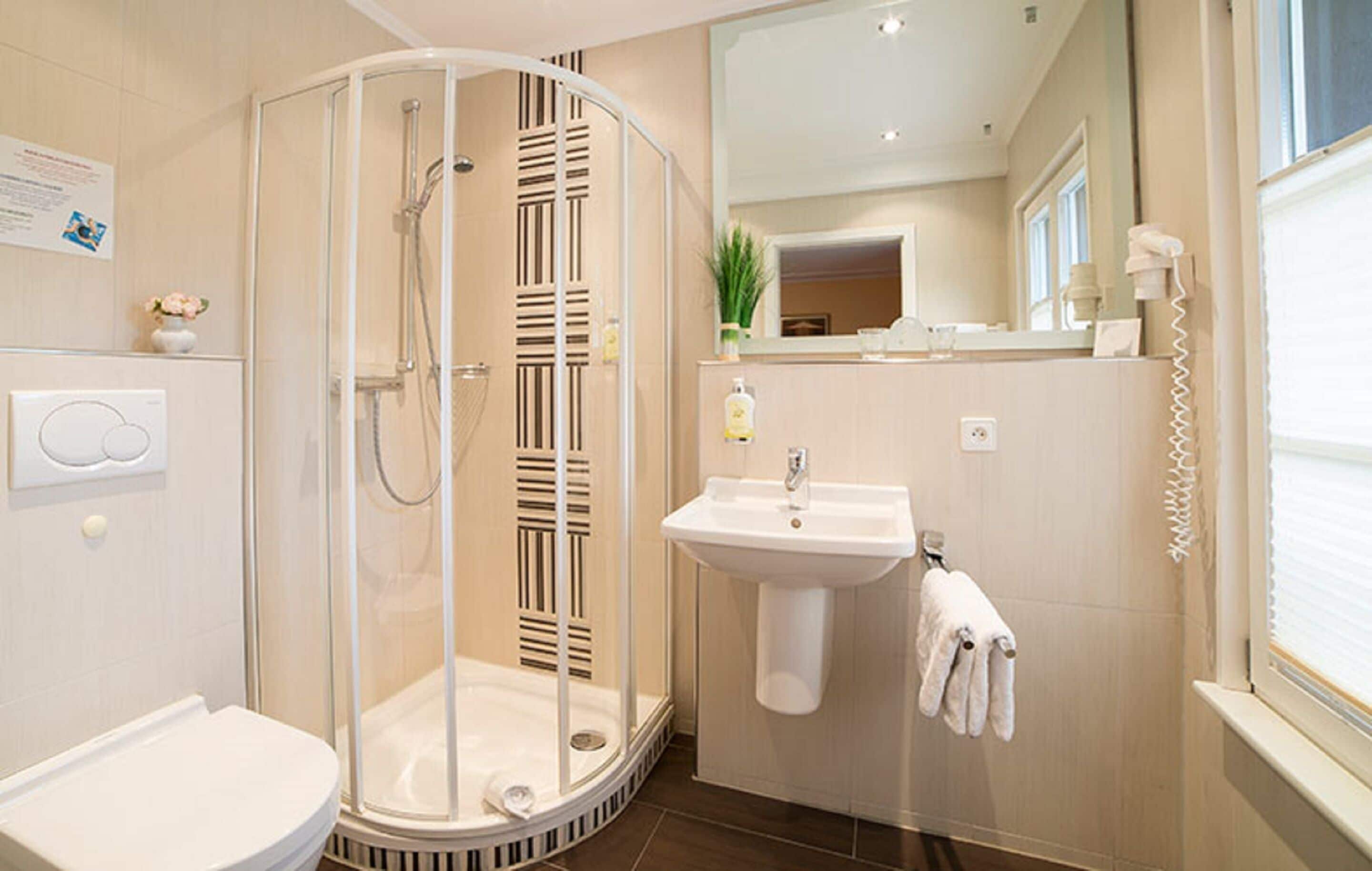 classic double room (chalet) | bathroom | hair dryer, towels