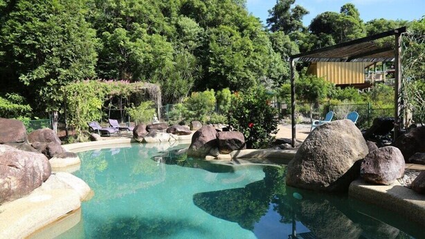 Outdoor pool, sun loungers - Licuala Lodge (Wongaling Beach)