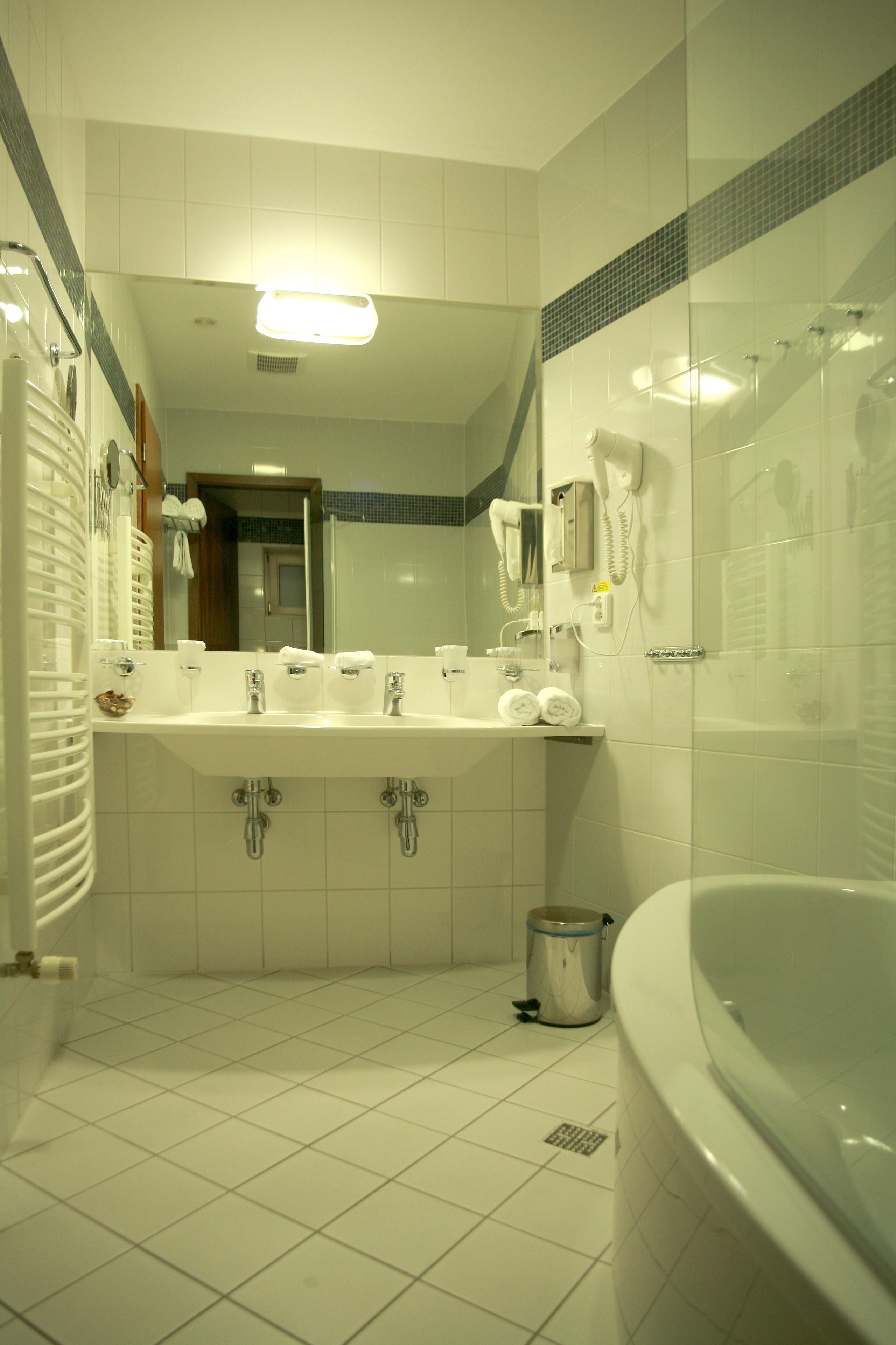 free toiletries, hair dryer, towels