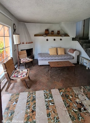 Suite Master | Zona de estar | Una televisión, una chimenea