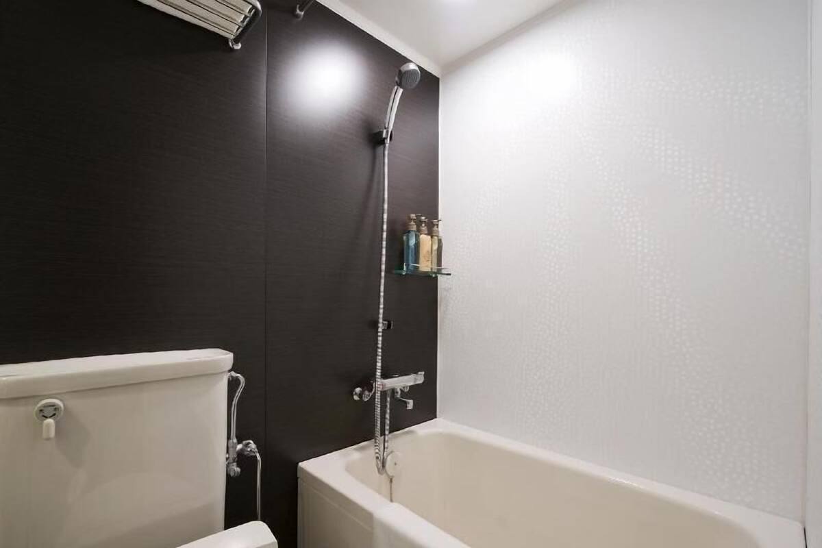 Bathroom | Combined shower/tub, free toiletries, hair dryer, slippers