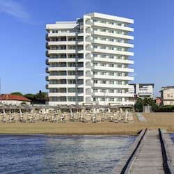 On the beach, sun-loungers, beach umbrellas