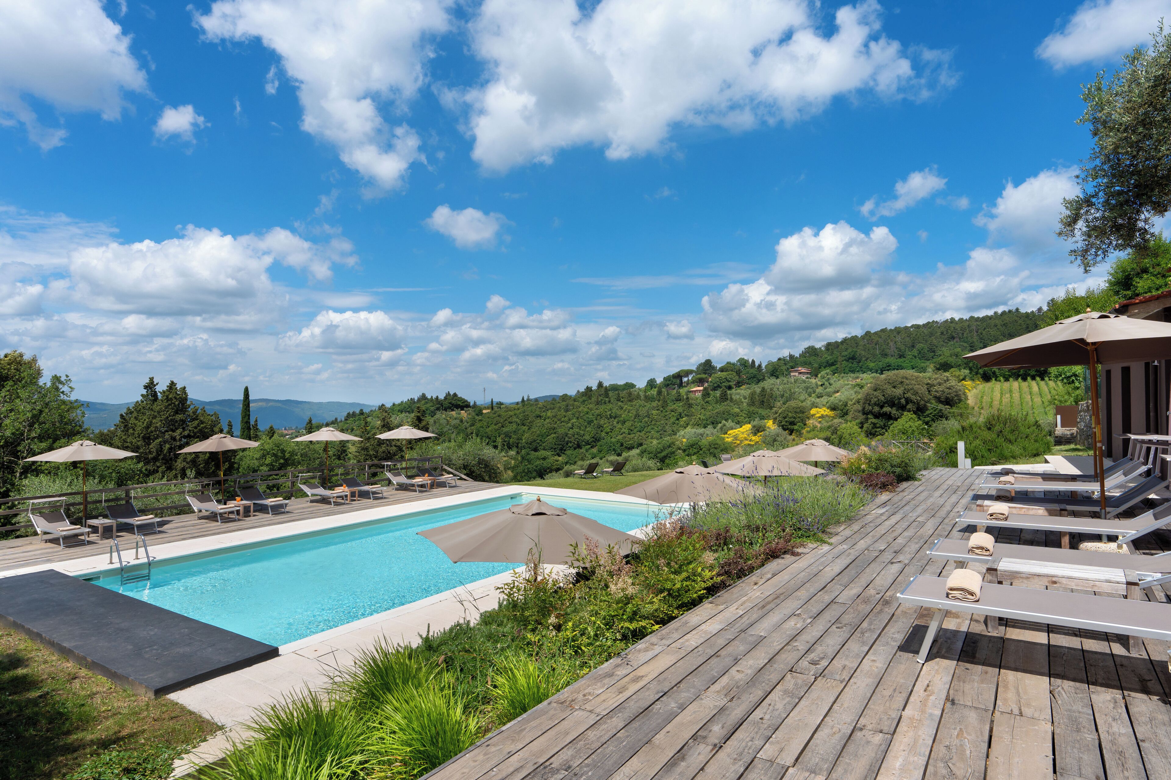 Outdoor pool, sun loungers