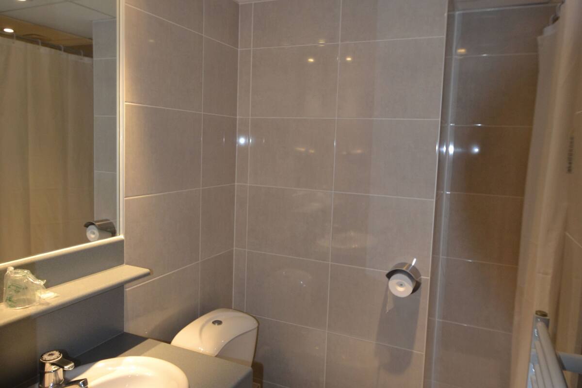 free toiletries, hair dryer, towels