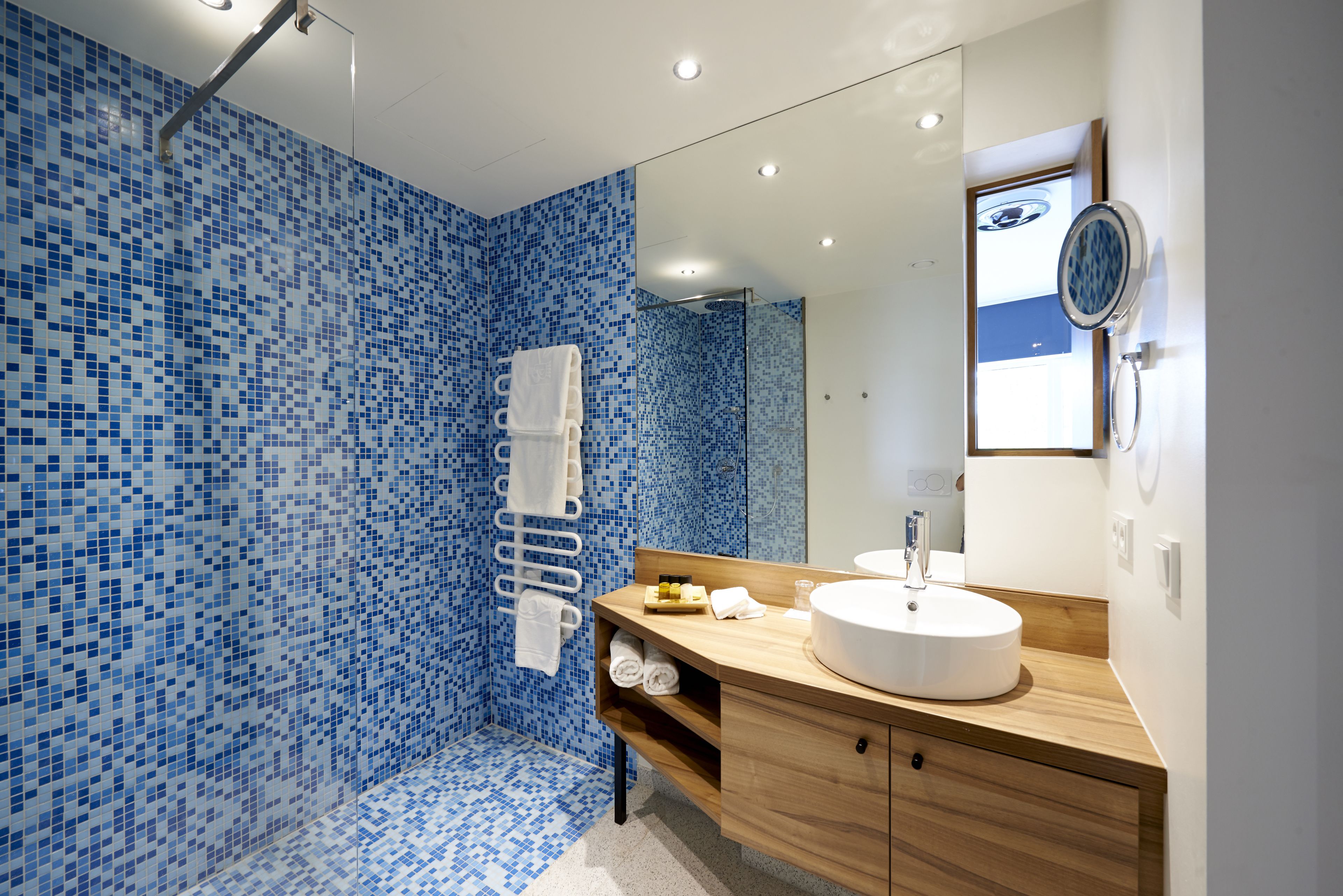 free toiletries, hair dryer, bathrobes, towels