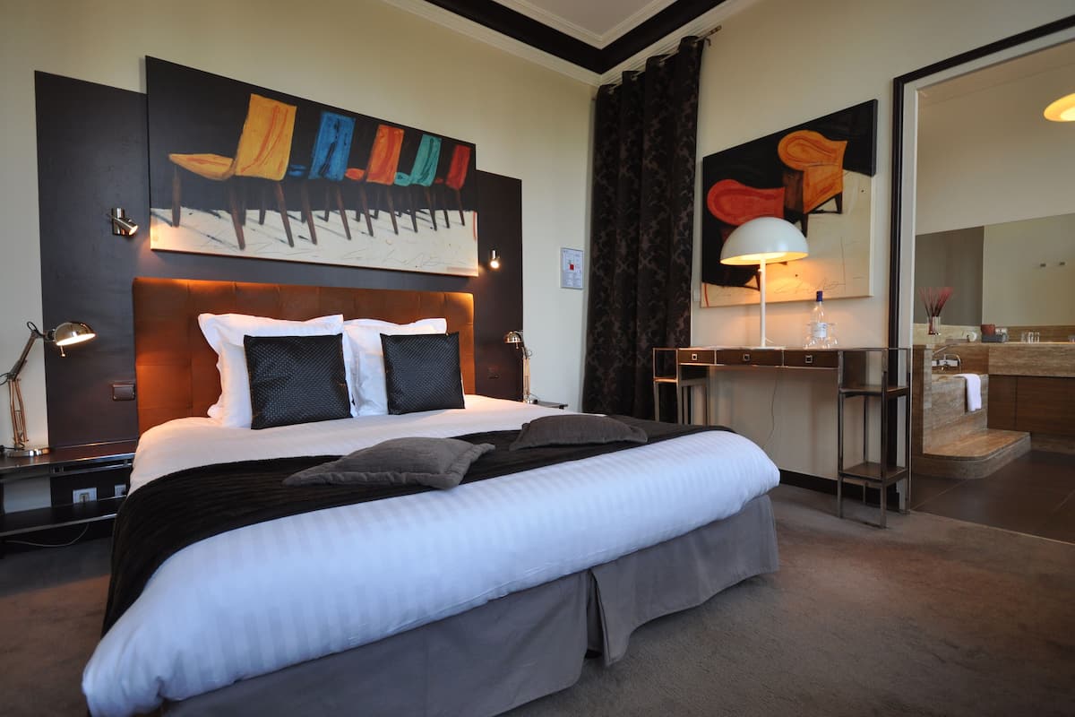 standard double room in the castle | premium bedding, minibar, in-room safe, desk