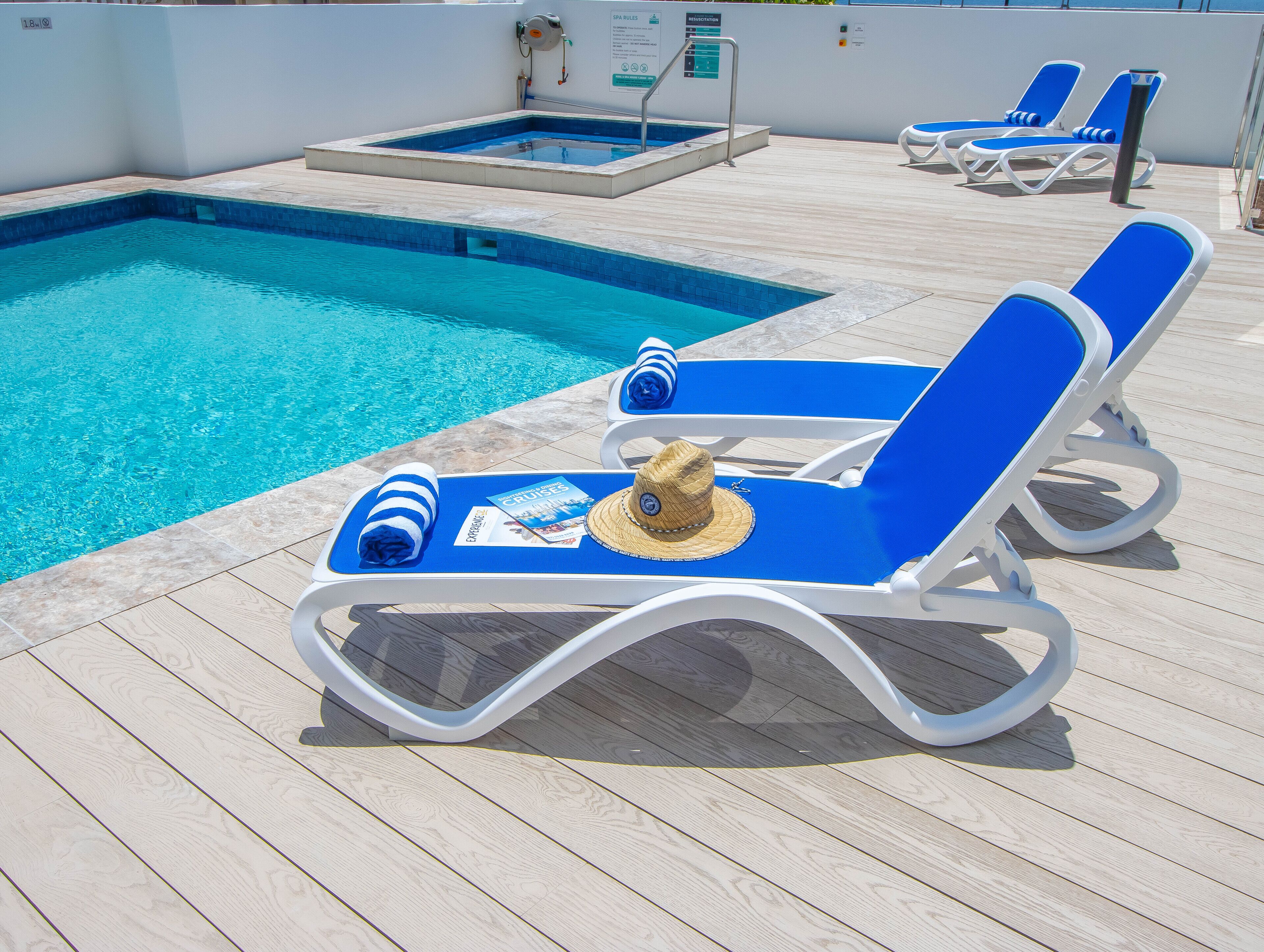 Outdoor pool, sun loungers