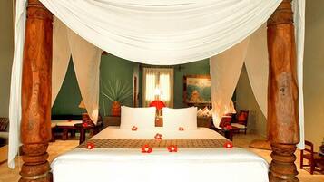 Suíte, piscina particular, de frente para a praia (Bhagavat Gita) | Roupas de cama de algodão egípcio, roupas de cama premium, frigobar