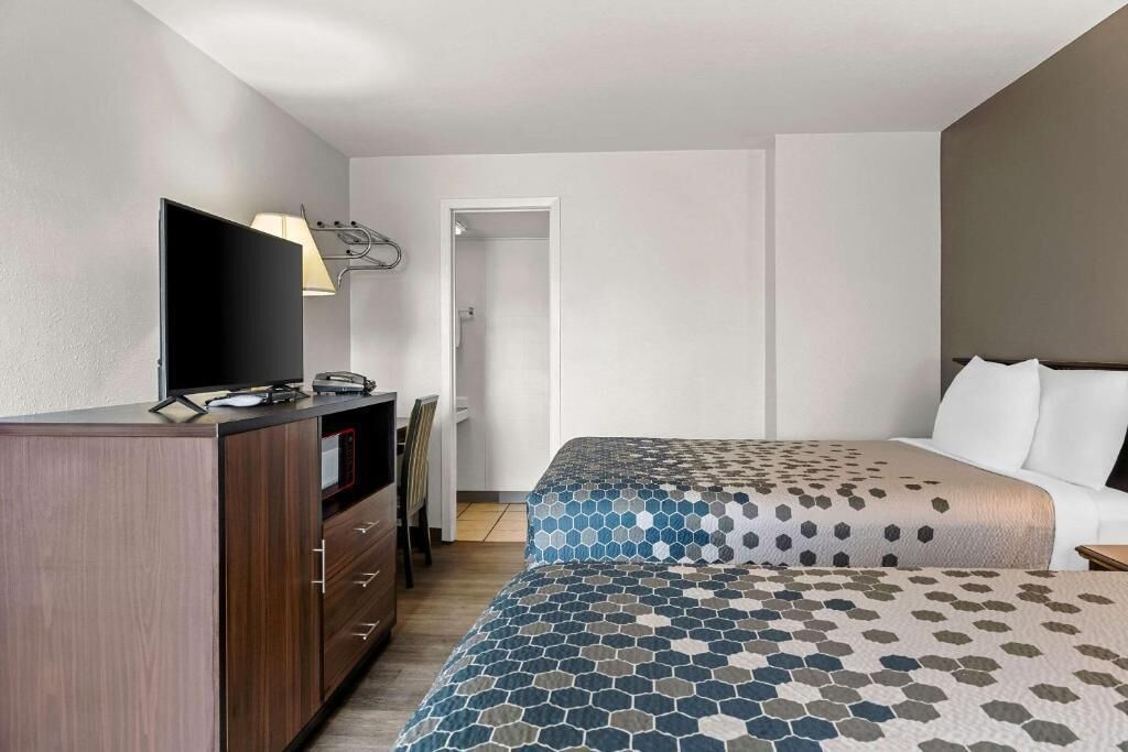 standard room, 2 queen beds, non smoking | desk, laptop workspace, soundproofing, iron/ironing board