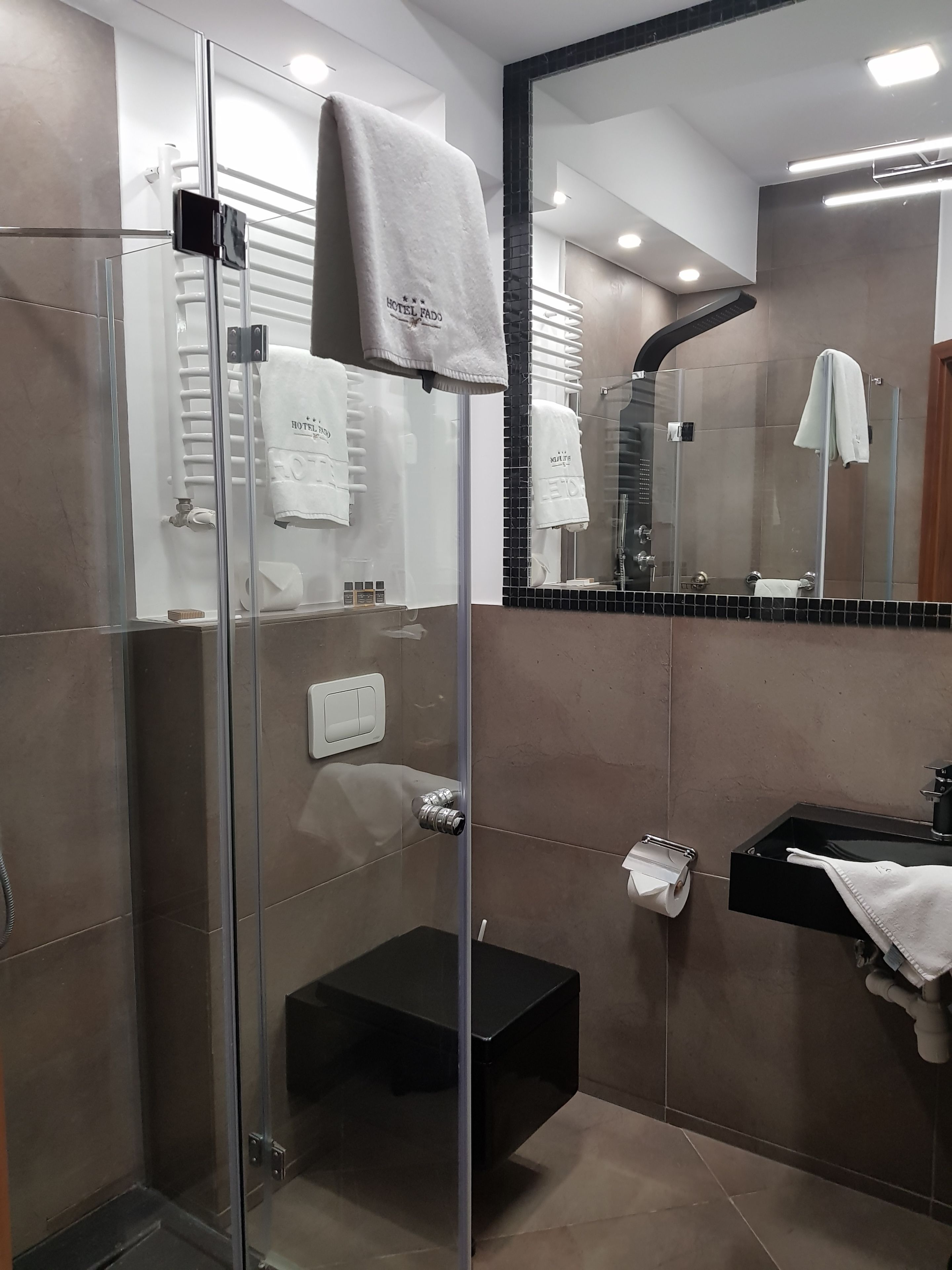 single room | bathroom | shower, hair dryer, towels