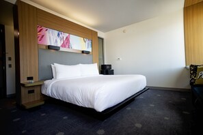 Premium bedding, down comforters, pillowtop beds, in-room safe