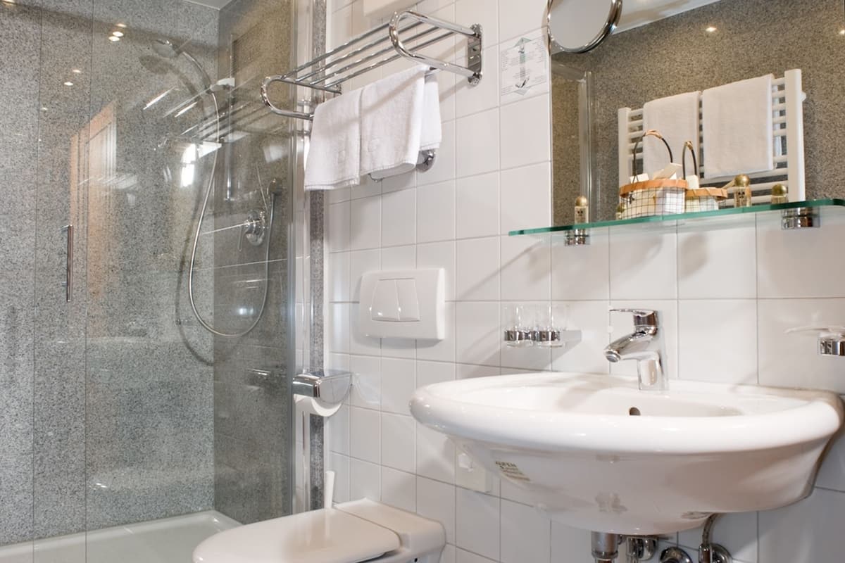 deluxe double room, balcony | bathroom | shower, free toiletries, hair dryer, bathrobes