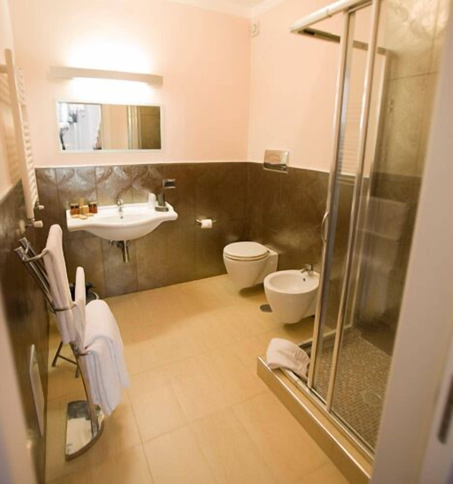 combined shower/bathtub, hair dryer, bidet, towels