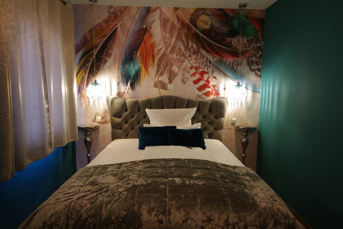 Premium bedding, Tempur-Pedic beds, desk, laptop workspace