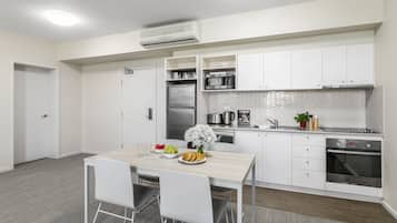 Microwave, stovetop, electric kettle, toaster