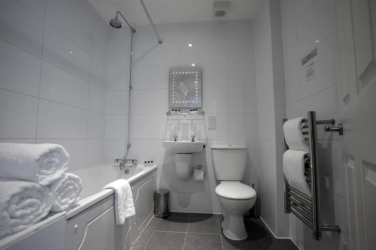 free toiletries, hair dryer, towels