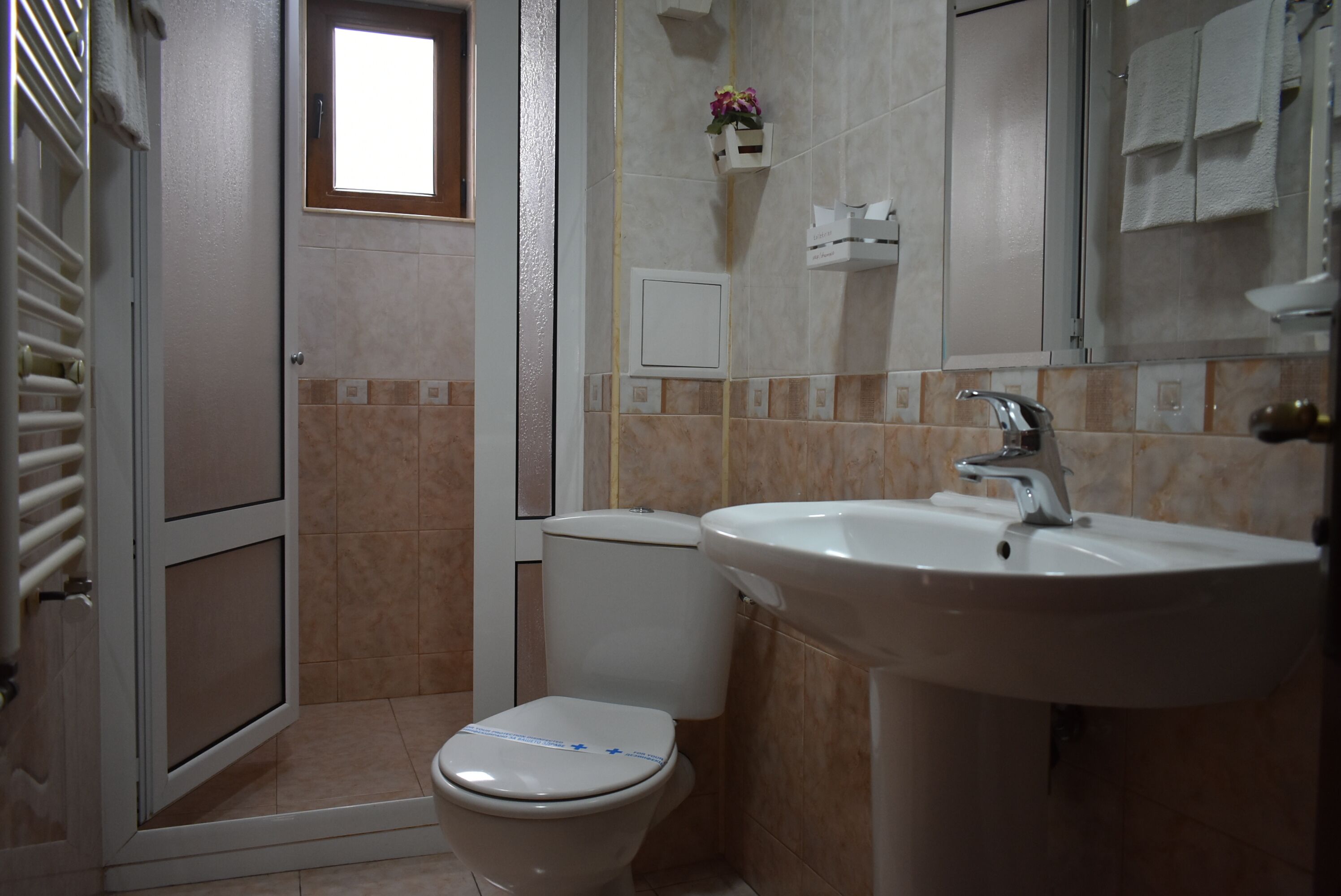 standard double or twin room | bathroom | shower, towels