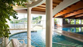 2 indoor pools, outdoor pool, pool loungers