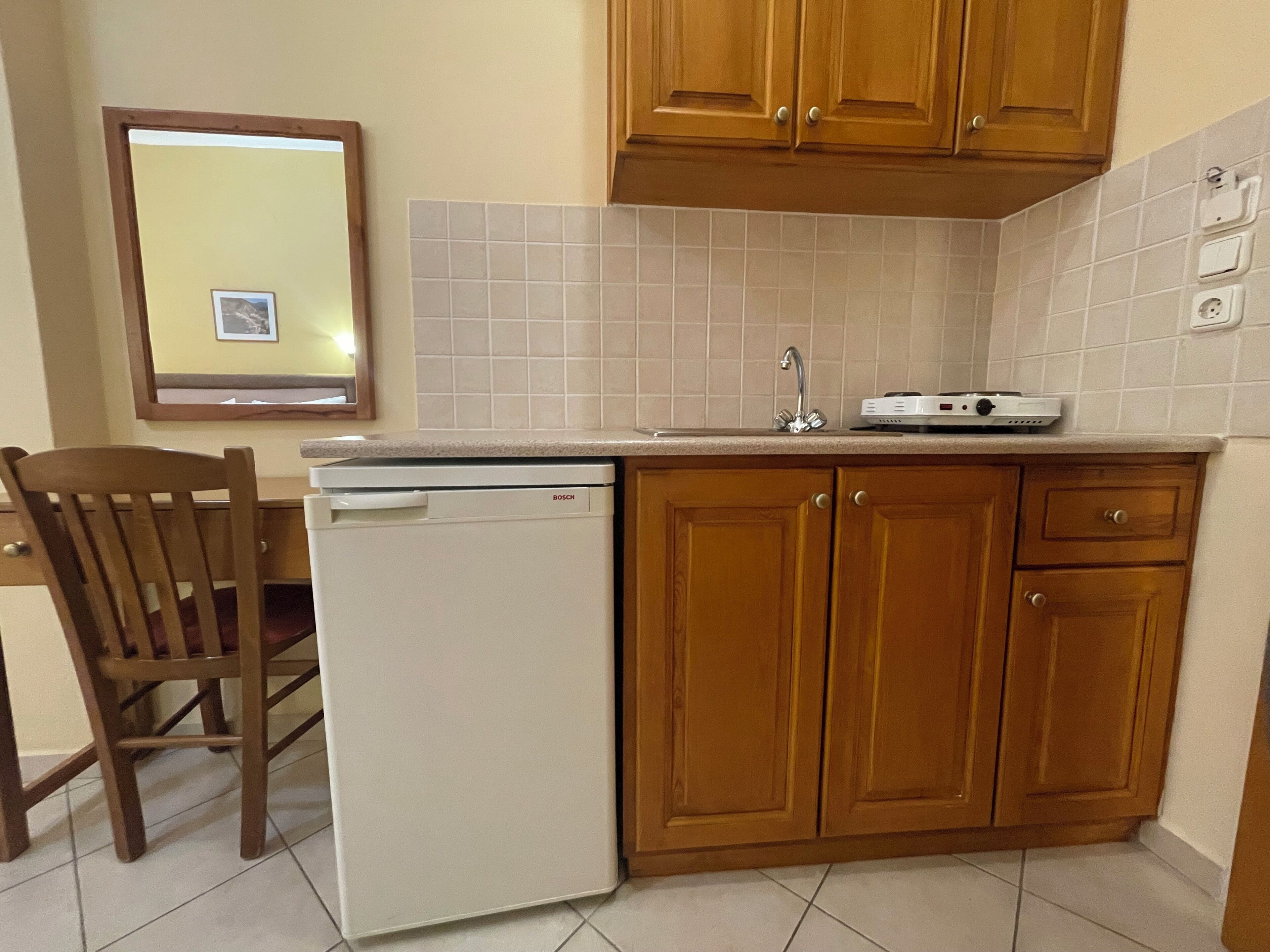 standard triple room, mountain view | private kitchen | fridge, electric kettle, dining tables