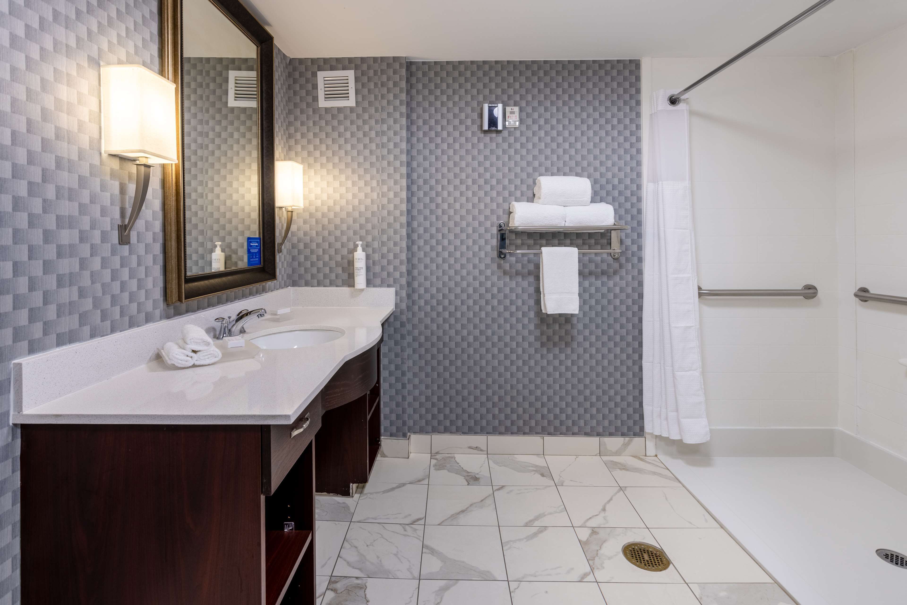 suite, 1 king bed, accessible | bathroom | free toiletries, hair dryer, towels, soap