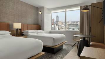 Room, 2 Double Beds, Patio | Down duvets, pillow-top beds, in-room safe, desk