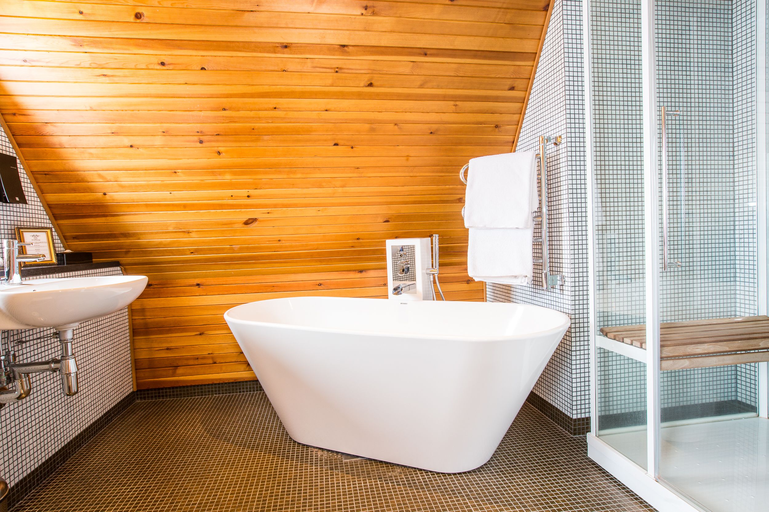 exclusive suite | bathroom | shower, hair dryer, towels