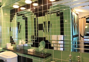 Twin Room | Bathroom | Shower, hair dryer, towels - The PitStop (Bishop's Stortford)