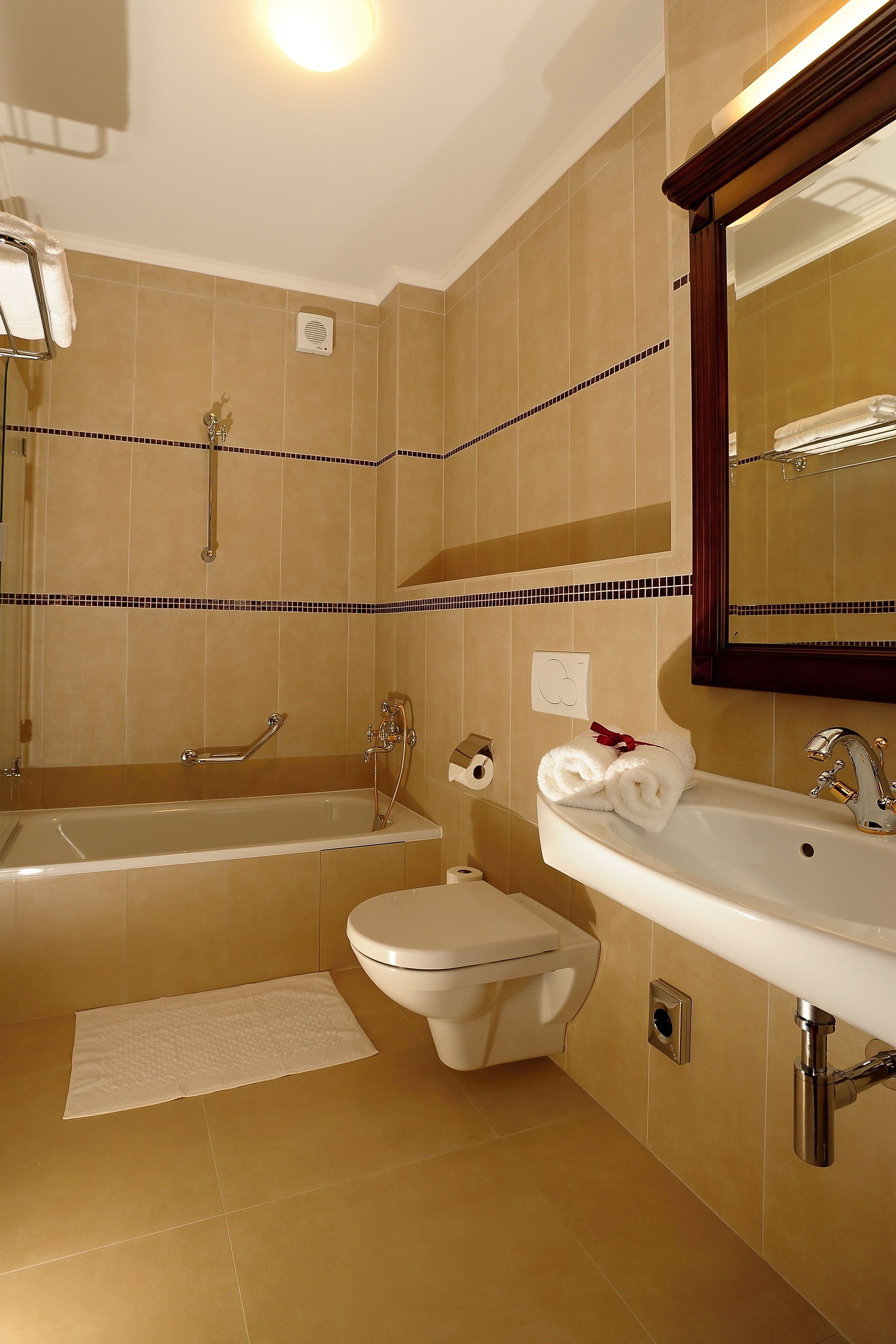 free toiletries, hair dryer, towels