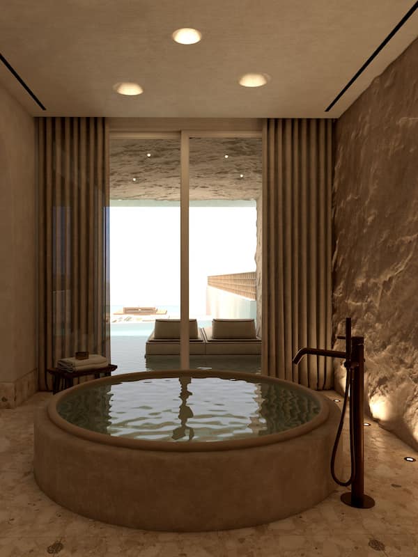 Phòng Suite, hồ bơi riêng (Cave Oasis Seafront, Indoor Hydromass) | Phòng tắm | Buồng tắm vòi sen, đồ dùng nhà tắm miễn phí, máy sấy tóc