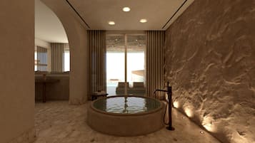 Suite, eigener Pool (Cave Oasis Seafront, Indoor Hydromass) | Wellness | Behandlungsräume für Paare, Sauna, Dampfbad, Körperbehandlungen