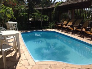 Outdoor pool, pool loungers