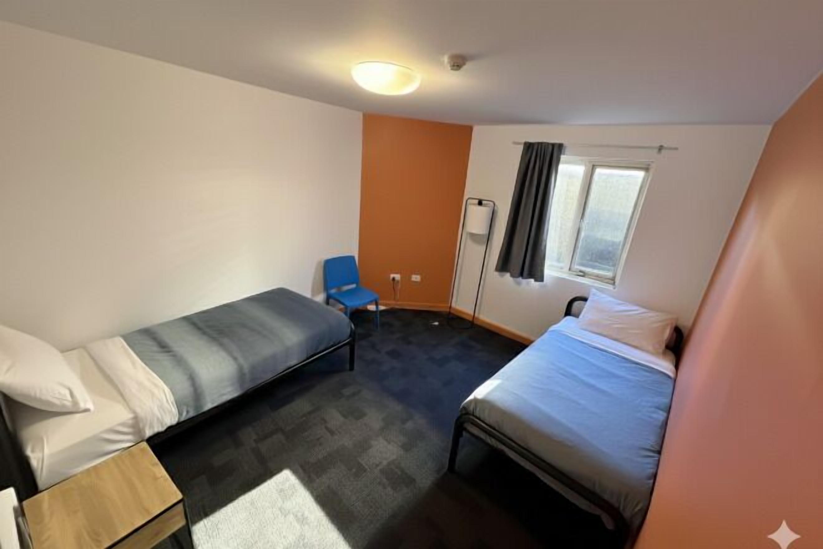 Blackout curtains, free WiFi, bed sheets