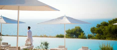 Outdoor pool, pool umbrellas