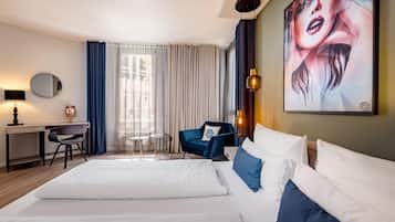 Hypo-allergenic bedding, pillowtop beds, in-room safe