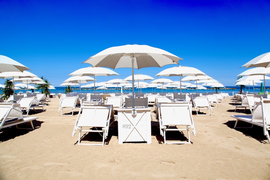 Private beach at Excelsior Hotel SPA and Lido in Pesaro