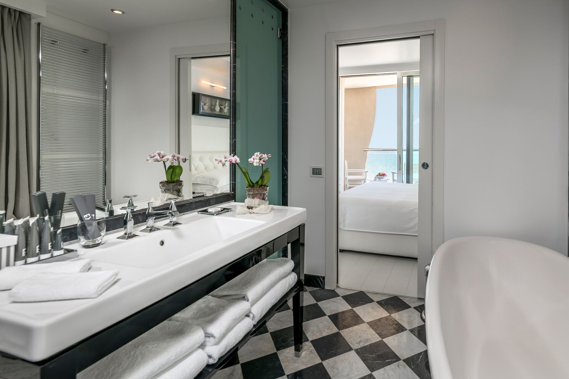 shower, rainfall showerhead, designer toiletries, hair dryer