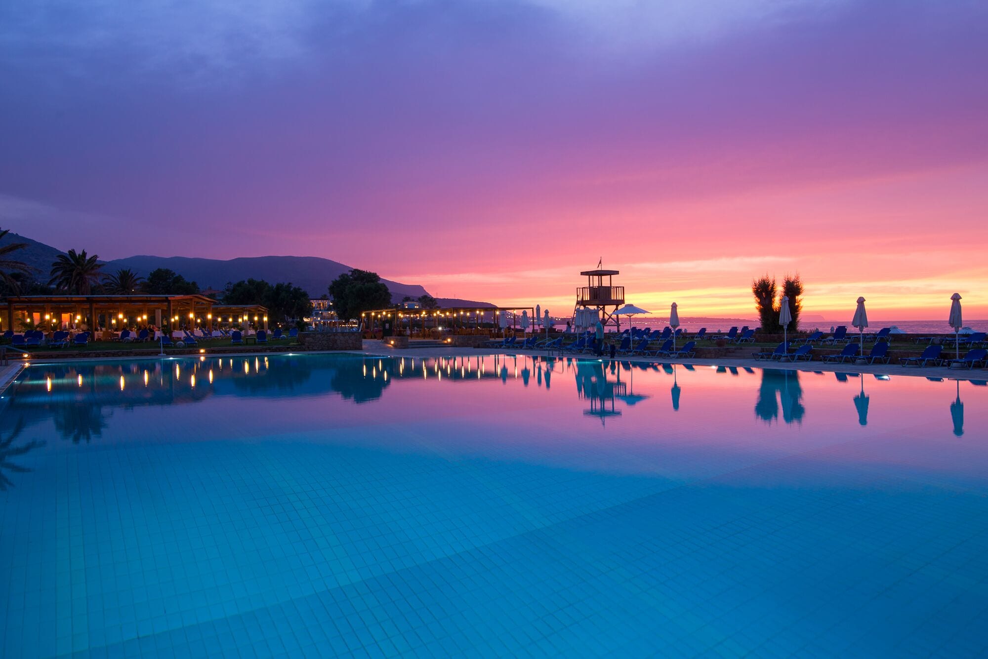 Outdoor pool, pool loungers