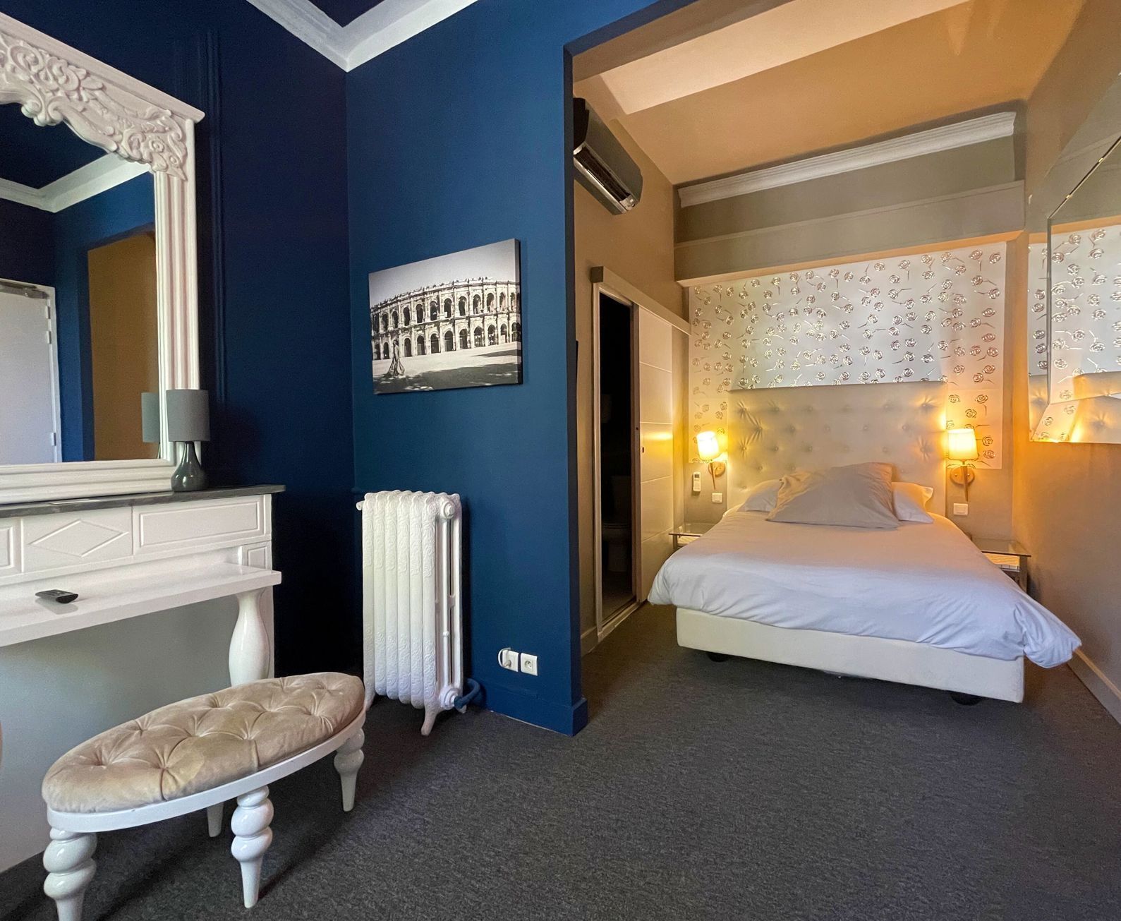 Individually decorated, individually furnished, desk, laptop workspace