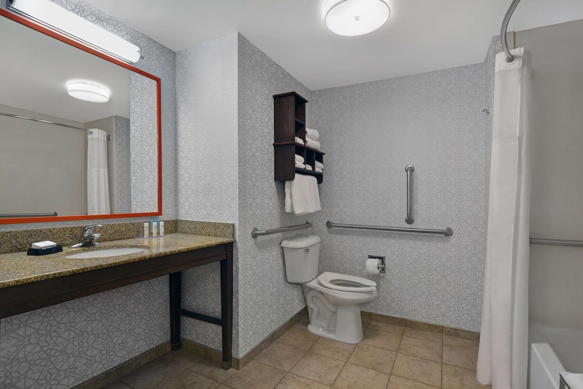 free toiletries, hair dryer, towels