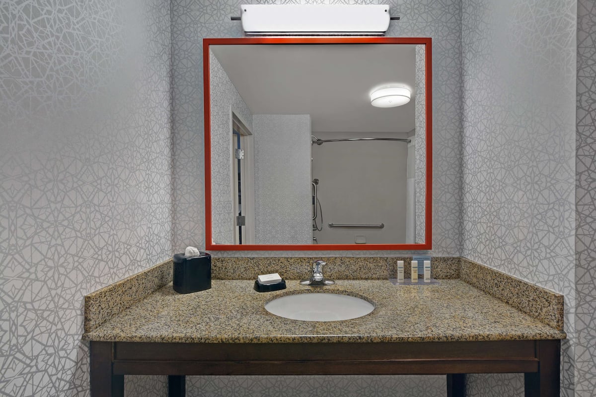 free toiletries, hair dryer, towels